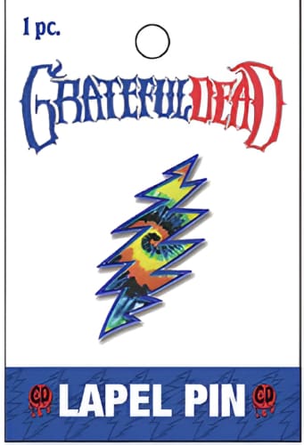 Grateful Dead - Tie Dye Lightning Bolt Lapel Hat Pin - Buttons & Pins