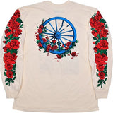 Grateful Dead - Camiseta de manga larga con rueda grabada en madera y rosas