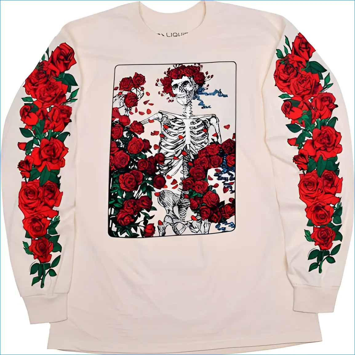 Grateful Dead - Woodcut Wheel & Roses Long Sleeve T-shirt ...