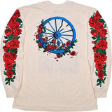 Grateful Dead - Woodcut Wheel & Roses Long Sleeve T-Shirt - T-Shirts