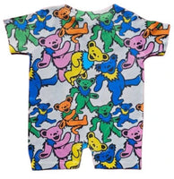 Short-sleeve shirt with colorful bear pattern on a white background