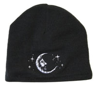 Jerry Garcia - Embroidered Moon Fleece Beanie Hat - Black - Hats