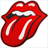 Red and black rolling stones tongue logo patch with white accents.