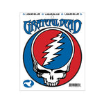 Grateful Dead logo with skull and lightning bolt on a white background