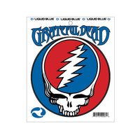 Grateful Dead logo with skull and lightning bolt on a white background