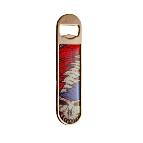Bottle opener with colorful design on a white background