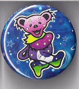 Grateful Dead - Botón de oso bailando con estrellas y luna
