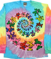 Grateful Dead - Camiseta de manga larga con efecto tie-dye de osos bailando