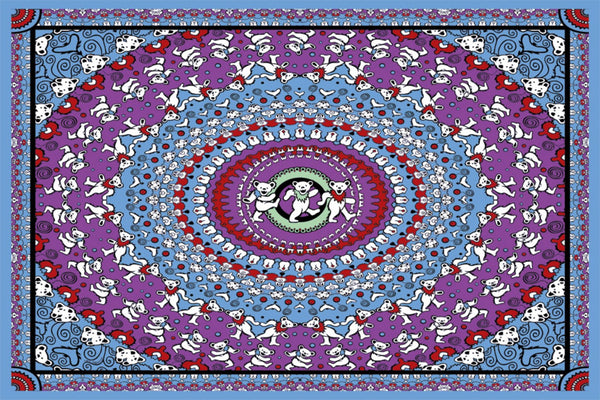 Grateful Dead - Blue Dancing Bears Tapestry Wall Hanging - Tapestries