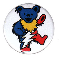 Grateful Dead - Botón de oso rojo, blanco y azul