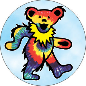 Grateful Dead - Dancing Bears and Logo on Tie Dye - Refrigerator Magnet